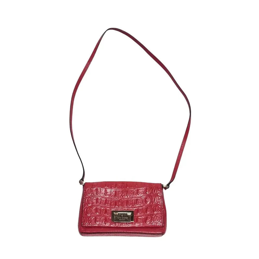 Kate Spade red crocodile leather crossbody bag